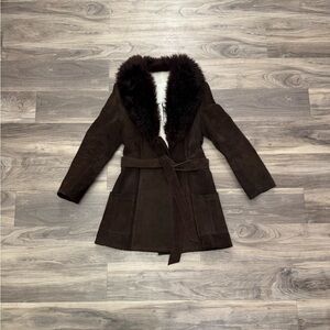 Chic Brown Teddy Jacket with Fur Trim